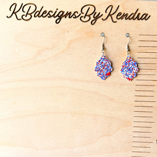 1" RWB Glitter Small Casbah Earrings (00L0NL)