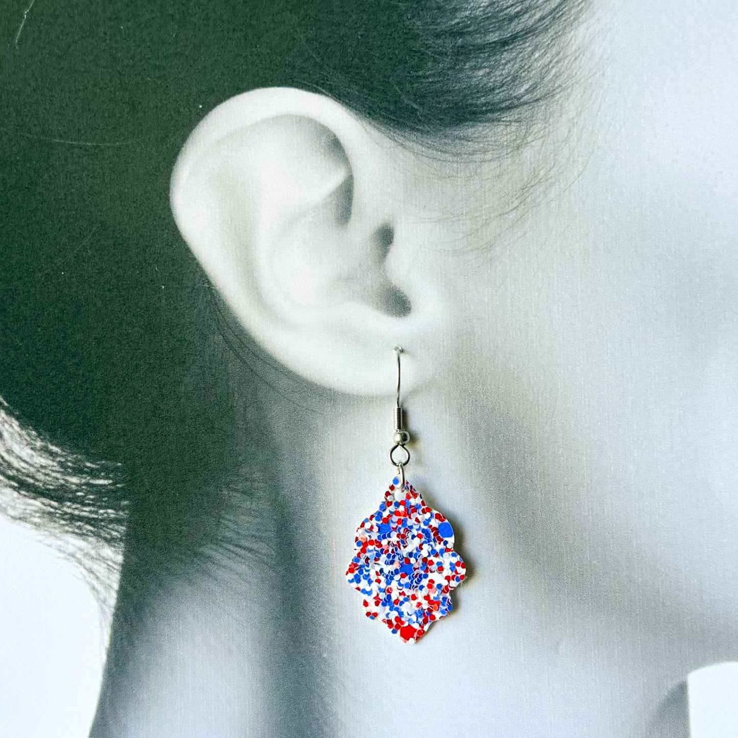 1" RWB Glitter Small Casbah Earrings (00L0NL)