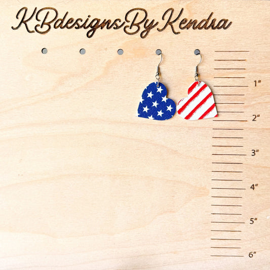 1" Stars and Stripes Heart Earrings (00L0NA)