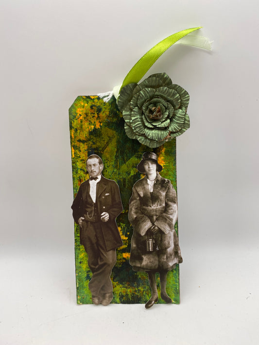 Handmade Vintage tag - Green - 6.5" x 3"