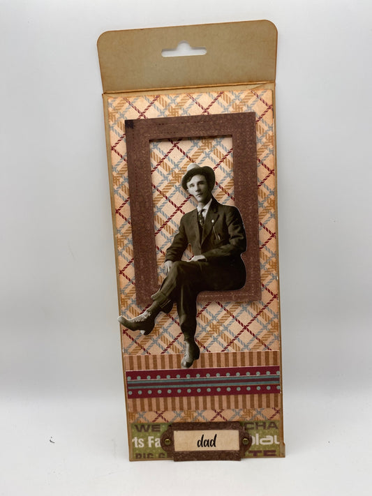 Handmade Fathers Day interactive Tag/Card - Multicolor (Predominantly Brown, Red, Blue, Green) - 8.5" x 4"