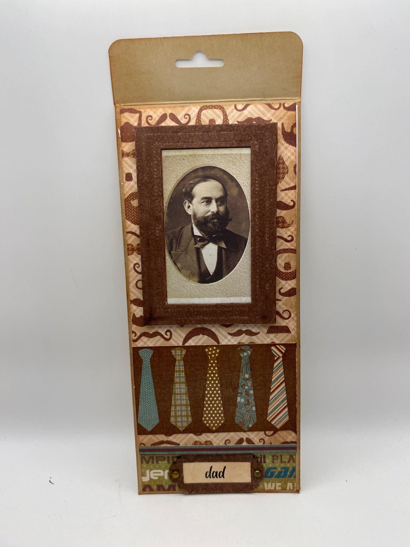 Handmade Interactive Envelope Fathers Day Card - Brown - 8.5" x 4"