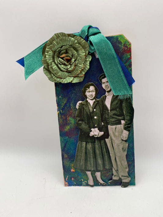 Handmade Vintage tag - Multicolor - 6.5" x 3"
