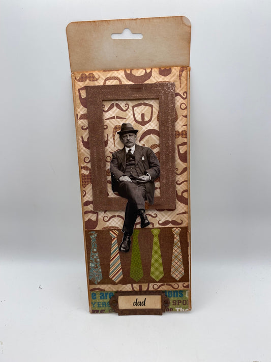 Handmade Fathers Day interactive Tag/Card - Multicolor - 8.5" x 4"