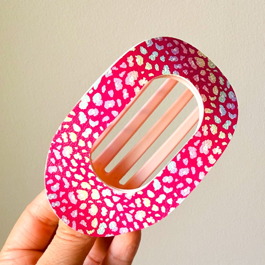 Pink gradient leopard flat claw clip (00L0GO)