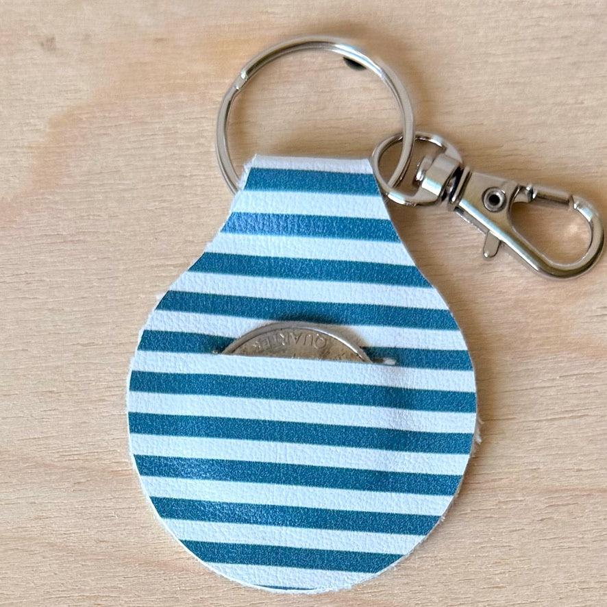 White and Aqua Stripes Quarter Keeper (00L0NY)