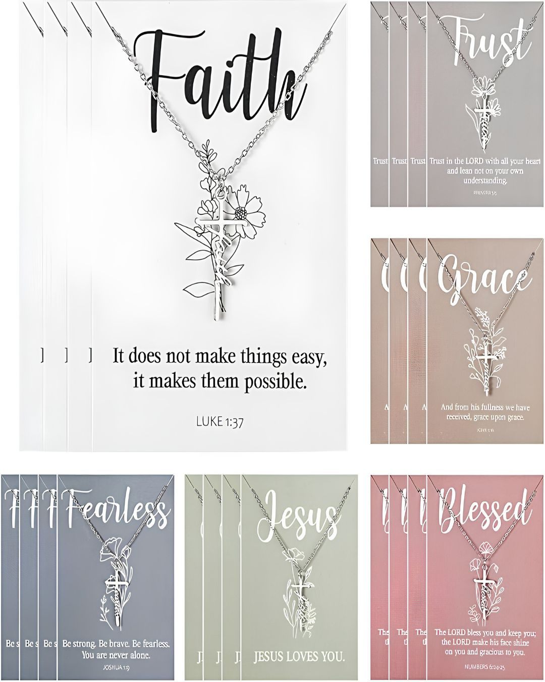 Necklace with Bible Verse Card - Faith