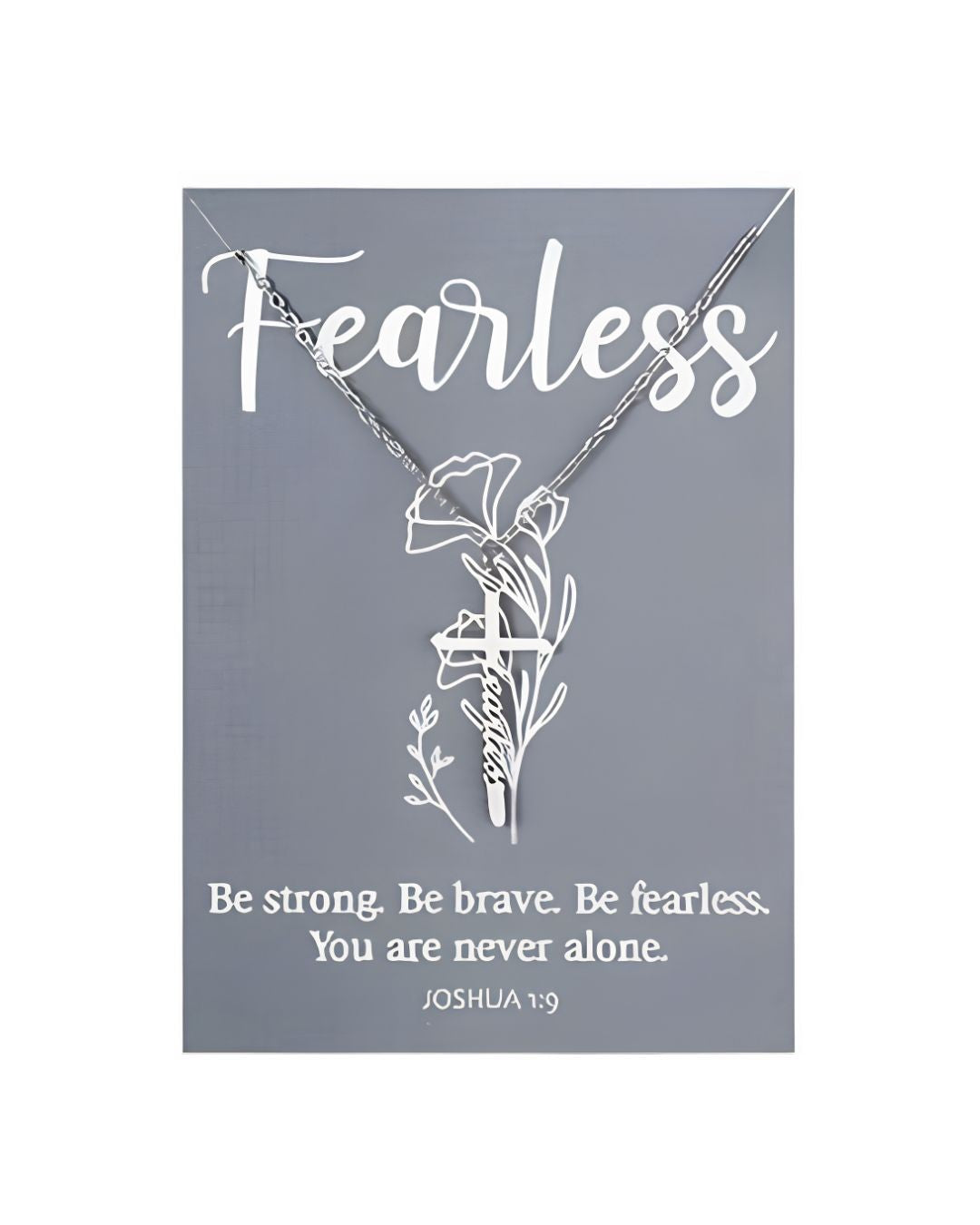 Necklace with Bible Verse Card - Fearless