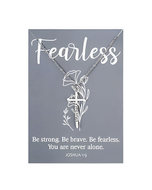 Necklace with Bible Verse Card - Fearless