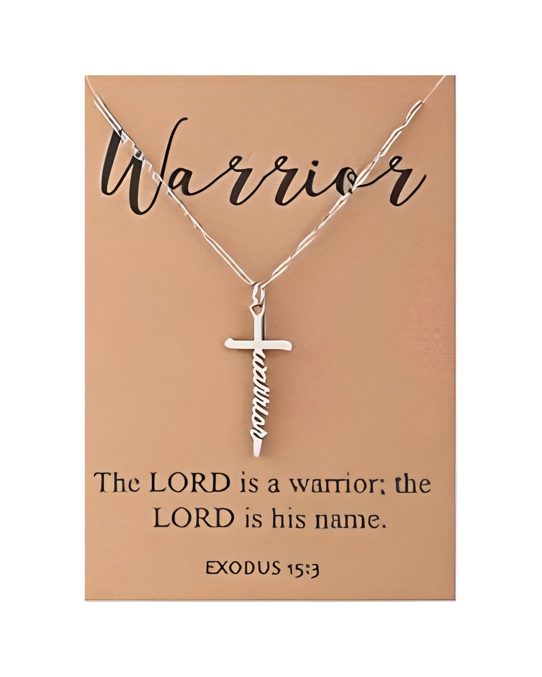 Necklace with Bible Verse Card - Warrior