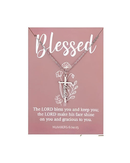 Necklace with Bible Verse Card - Blessed
