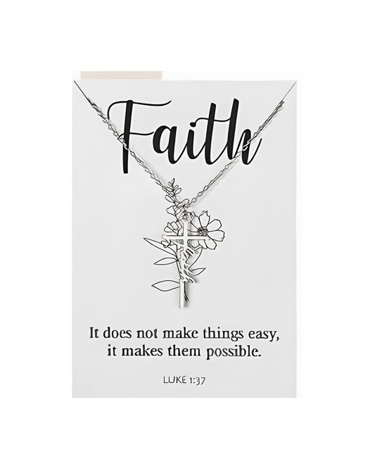 Necklace with Bible Verse Card - Faith