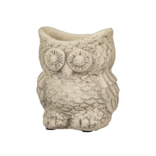 Cement Owl Planter – Indoor & Outdoor Garden Decor - Antique White