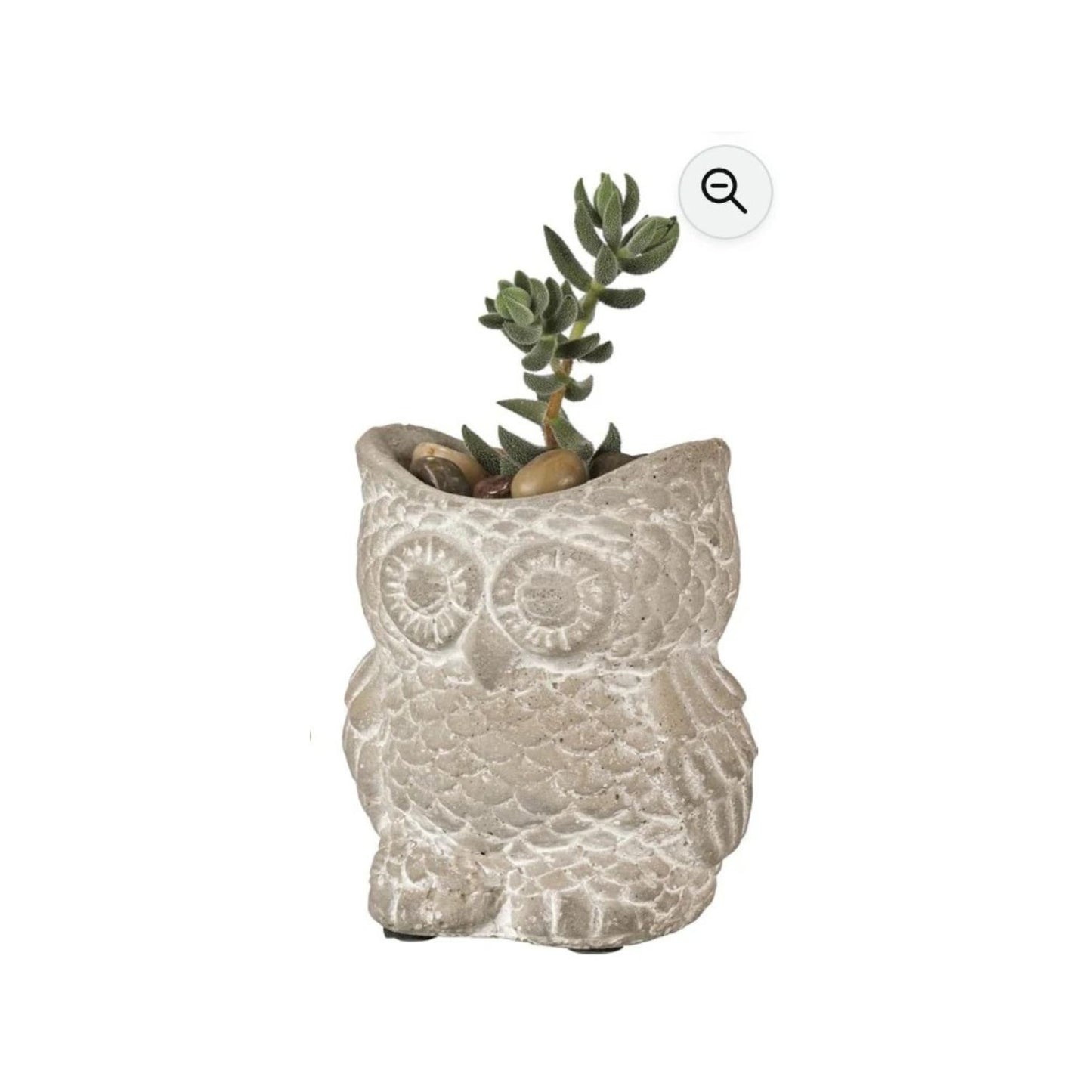 Cement Owl Planter – Indoor & Outdoor Garden Decor - Light Gray