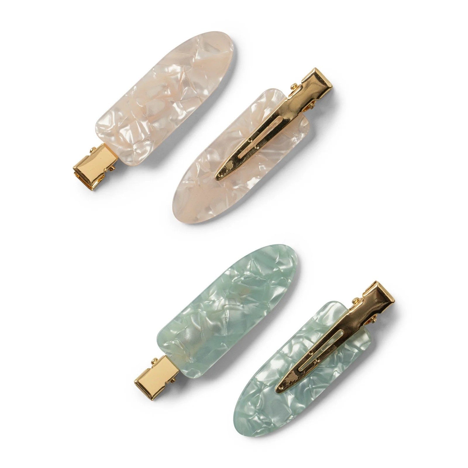 Crush™ High Standards Creaseless Hair Clips – Green/Cream