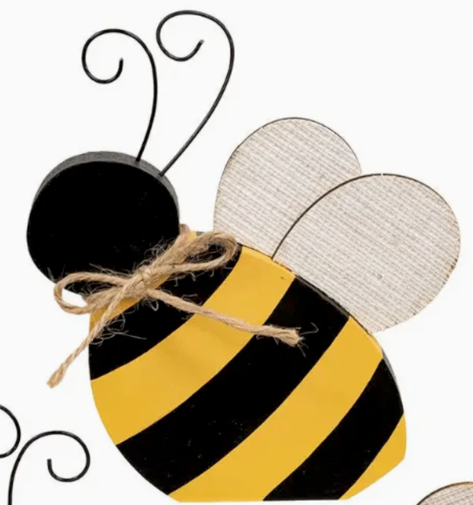 Wooden Bee Sitter with Burlap Wings – Looking Up