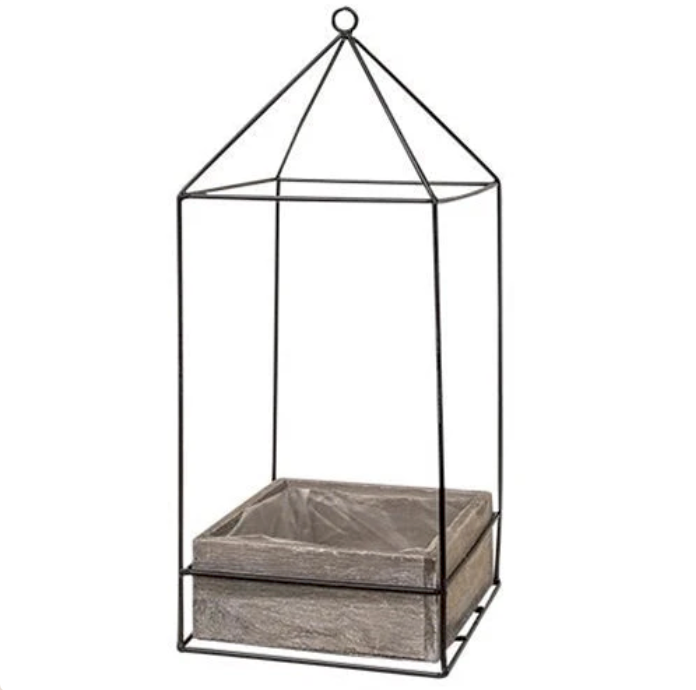 Wood Plant Holder with Metal Frame - Large