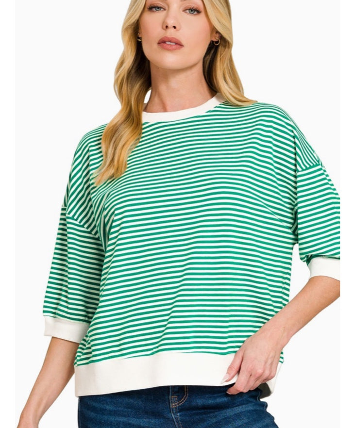 Zenana Top - Green and White - Small