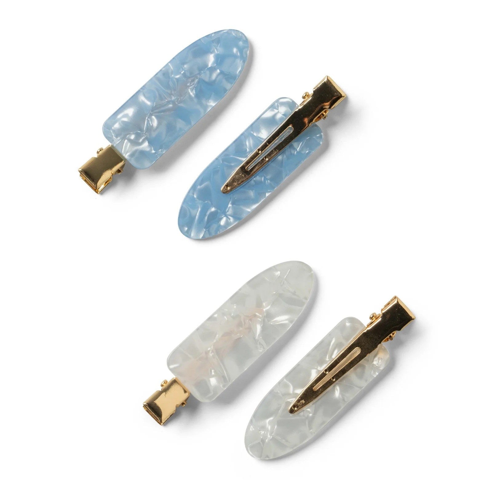 Crush™ High Standards Creaseless Hair Clips – White/Blue