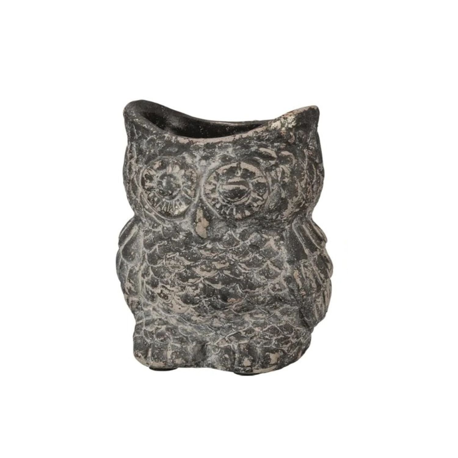 Cement Owl Planter – Indoor & Outdoor Garden Decor - Black