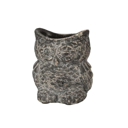 Cement Owl Planter – Indoor & Outdoor Garden Decor - Black