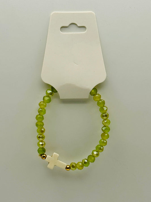 Cross Bead Bracelet - Green