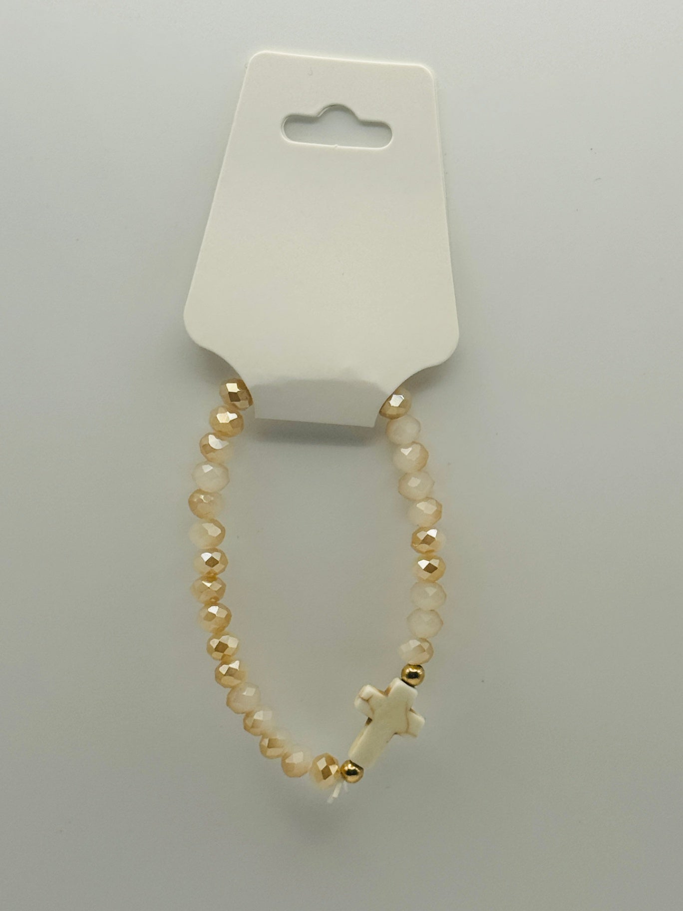 Cross Bead Bracelet - Beige