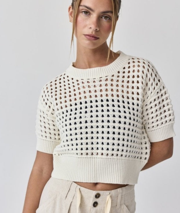 Papermoon , crochet, crop Sweater - Off-white - Medium