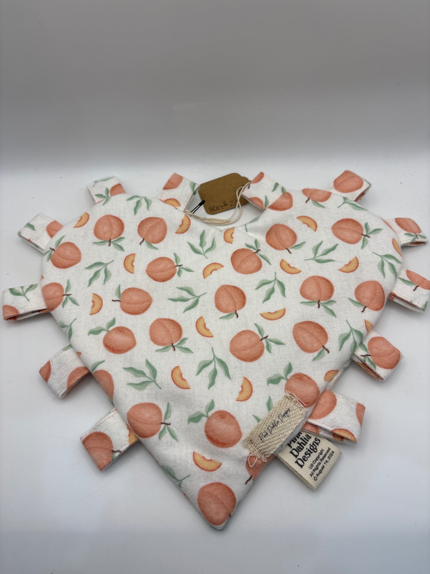 Pink Dahlia Designs Accent Pillow - White with Peach and Green - Heart Shape