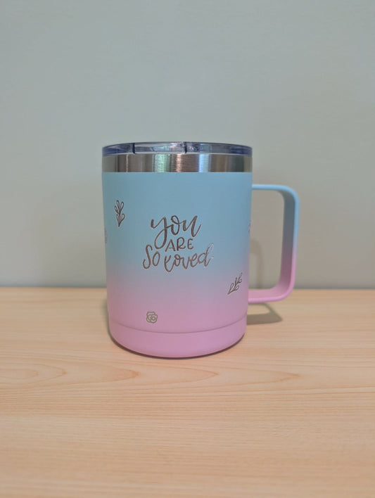MB Lettered Designs Tumbler - Pastel Gradient (Pink, Blue) You Are Loved - Standard
