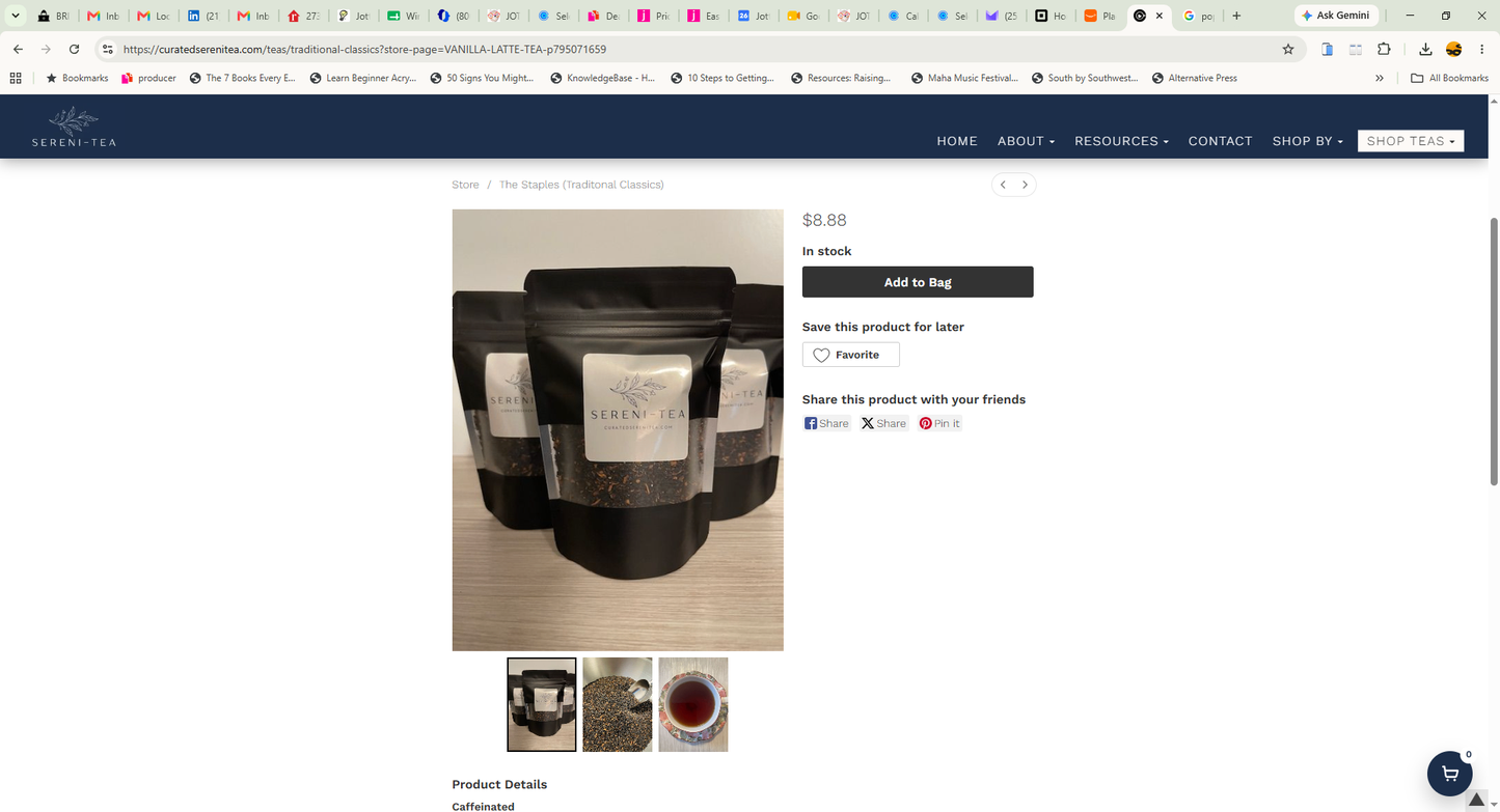 Vanilla Latte - Black SERENI-TEA Tea -1.5 oz