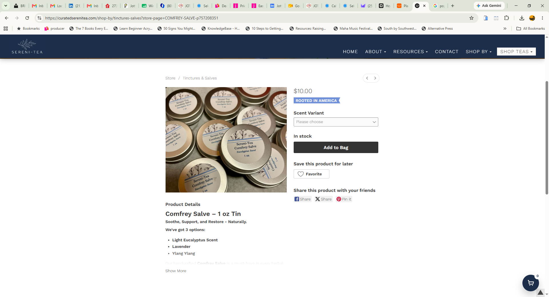 Comfrey Boo-Boo Salve  - Sereni-Tea Salve - Silver - 1 oz