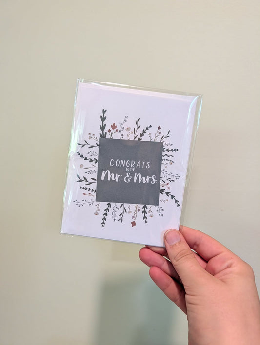 MB Lettered Designs Greeting Card - White and Green Wedding - 4.25 x 5.5