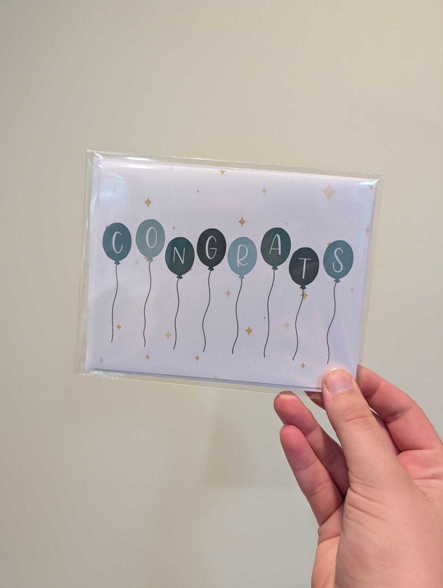 MB Lettered Designs Greeting Card - Blue and Teal Congrats - 4.25 x 5.5