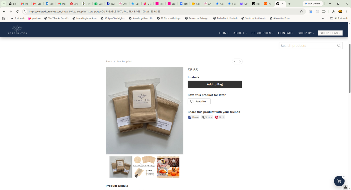 Disposable Tea Bags -Sereni-Tea Accessories - Beige - 100
