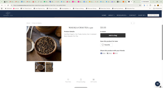 Masla Chai - Sereni-Tea  - Organic  1.5 oz