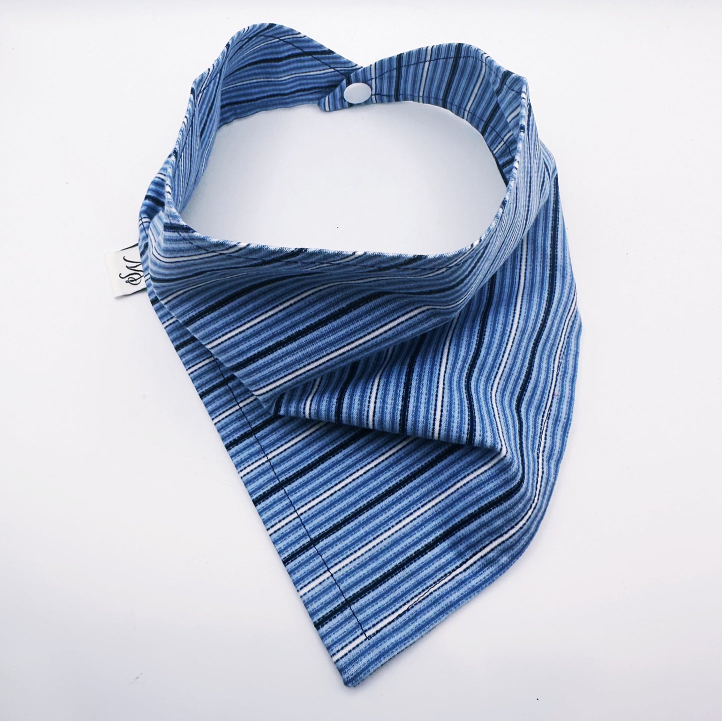 Blue Stripe Snap-On Dog Bandana - Large