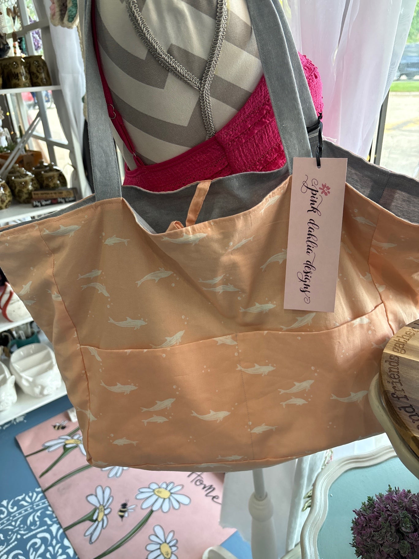 Pink Dahlia Designs Beach Tote - Peach - Large