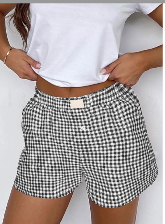 Plaid, retro, lose fit, Da Vave Shorts - Black and white - Large