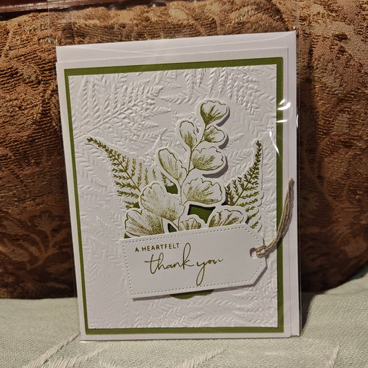 Handmade Greeting Card - White, Green - Standard card size