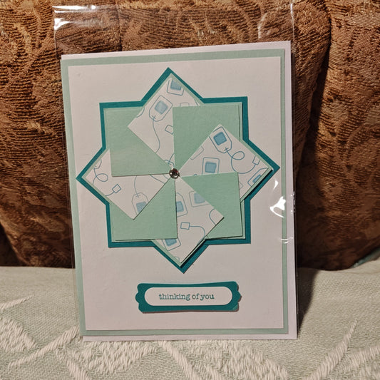 Handmade Greeting Card - White and Green - Standard