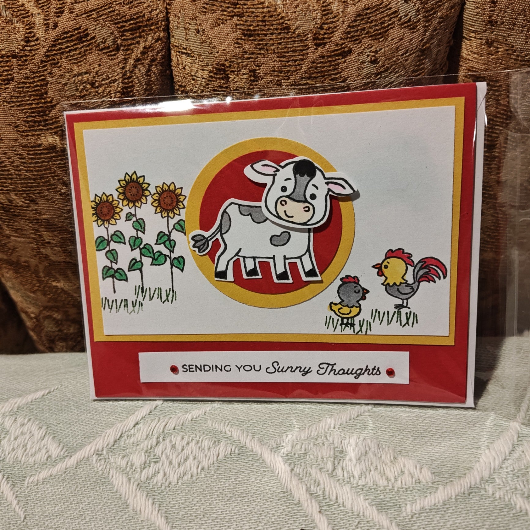 Handmade Greeting Card - Red, Yellow, White, Black, Gray - Unknown