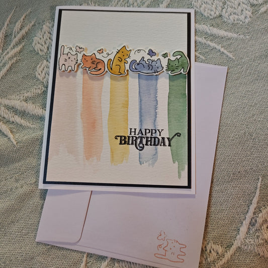 Hand painted Greeting Card - Multi B cats - Standard Card