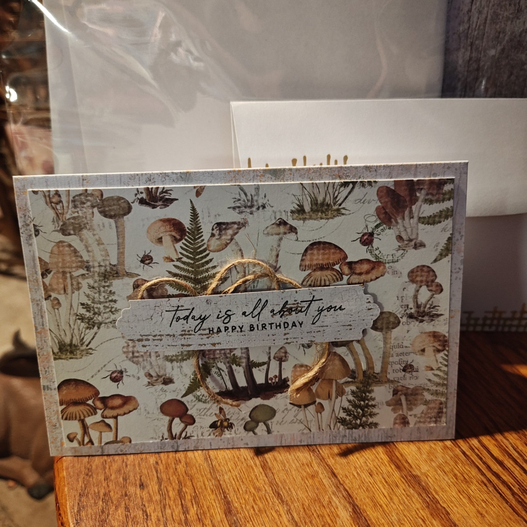 Handmade Gift Bag with Card - White birch - 13"x10"x4.5"