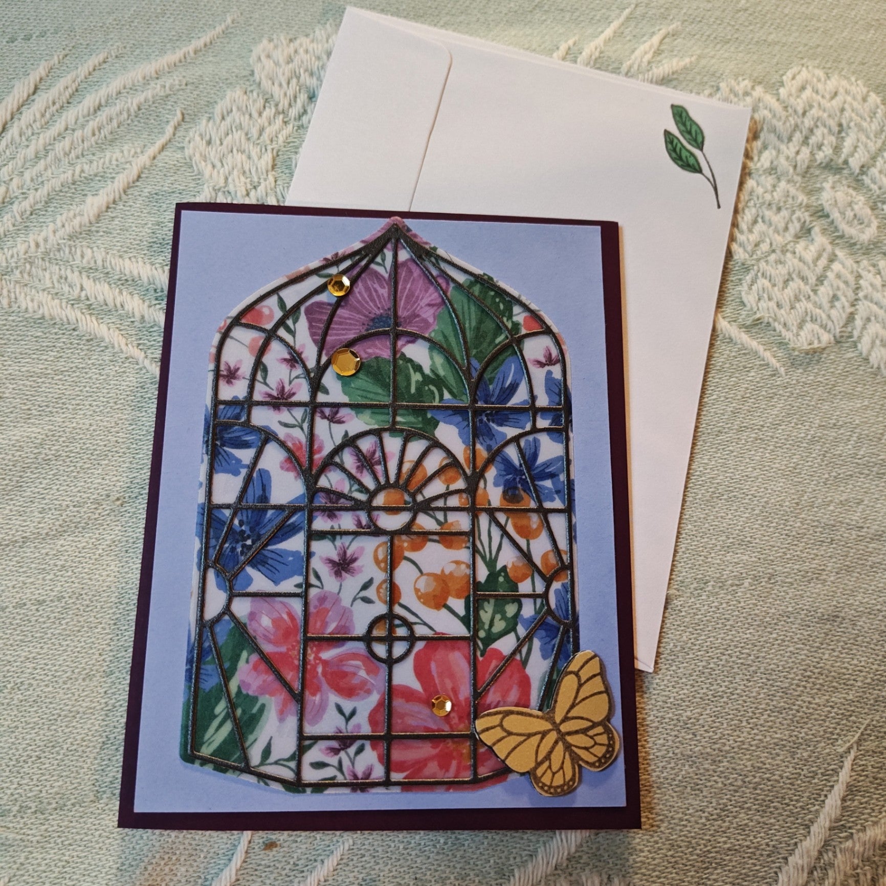 Handmade Greeting Card - Blue, purple - Standard