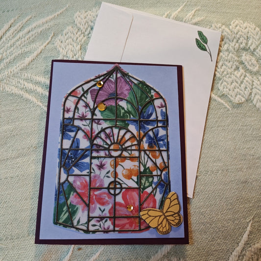 Handmade Greeting Card - Blue, purple - Standard