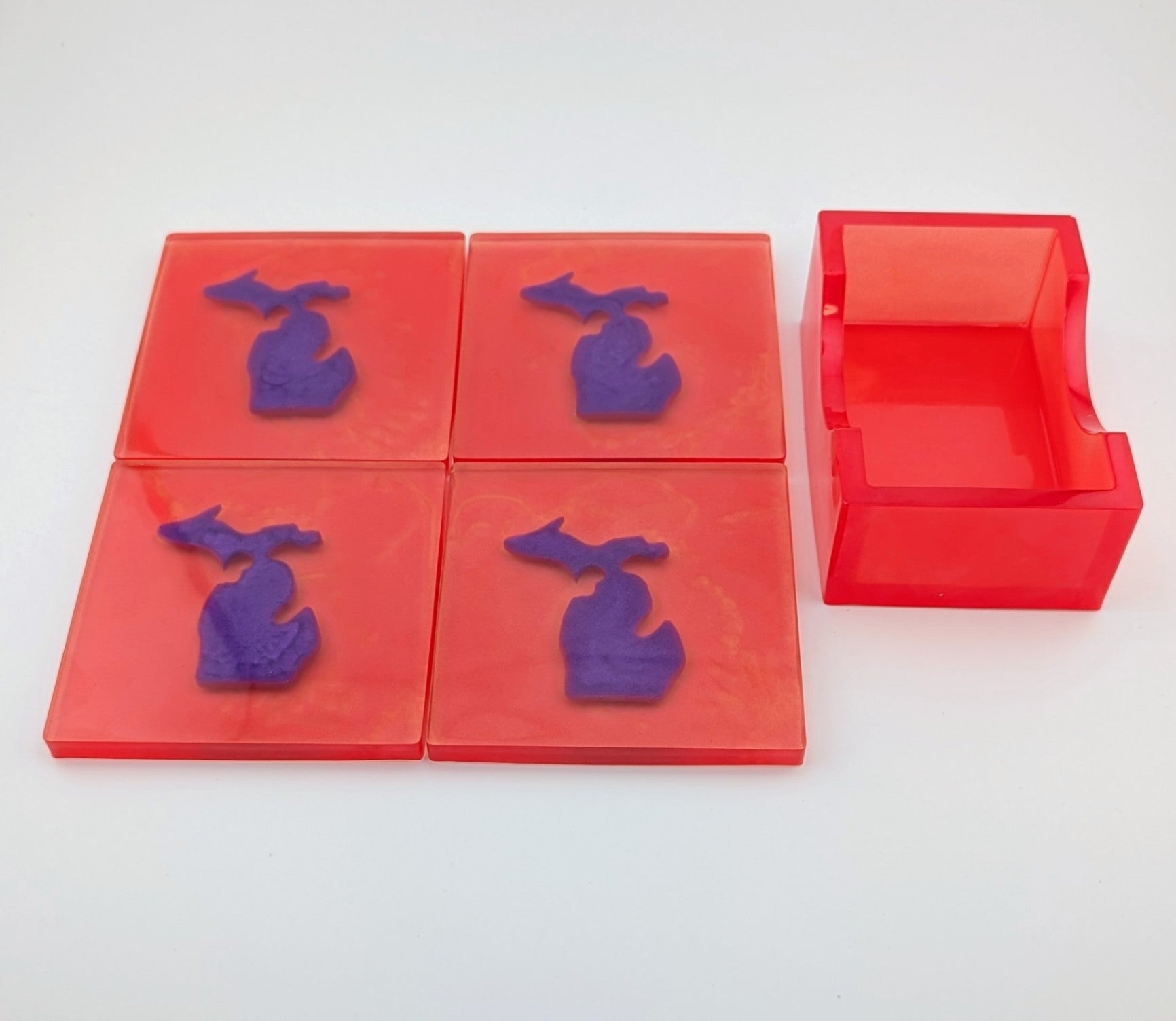 Resin Michigan coaster set 