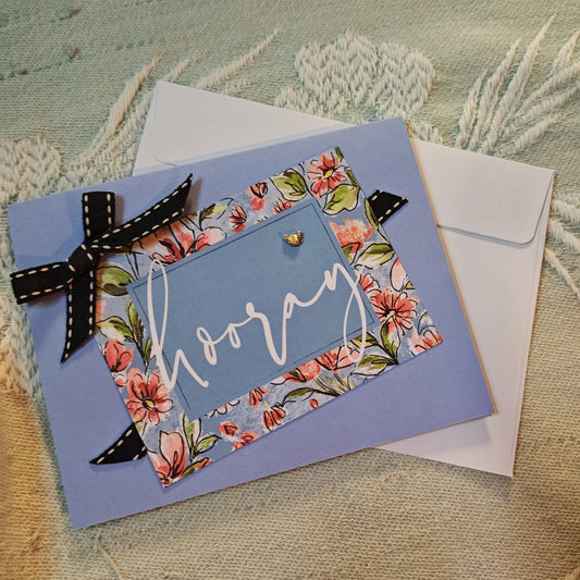 Handmade Greeting Card - Blue, black celebrate - Standard