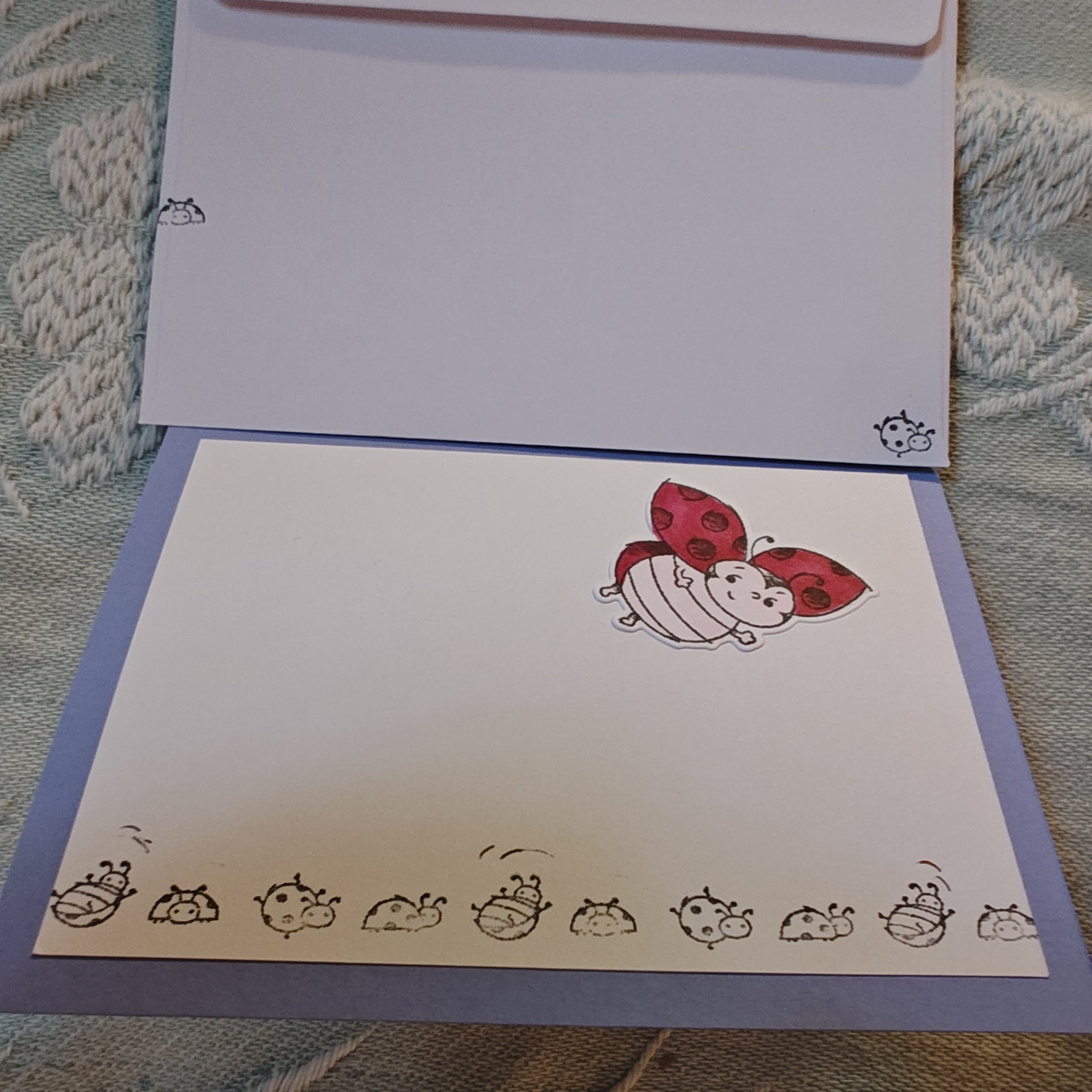 Handmade Greeting Card - Blue and White - Standard