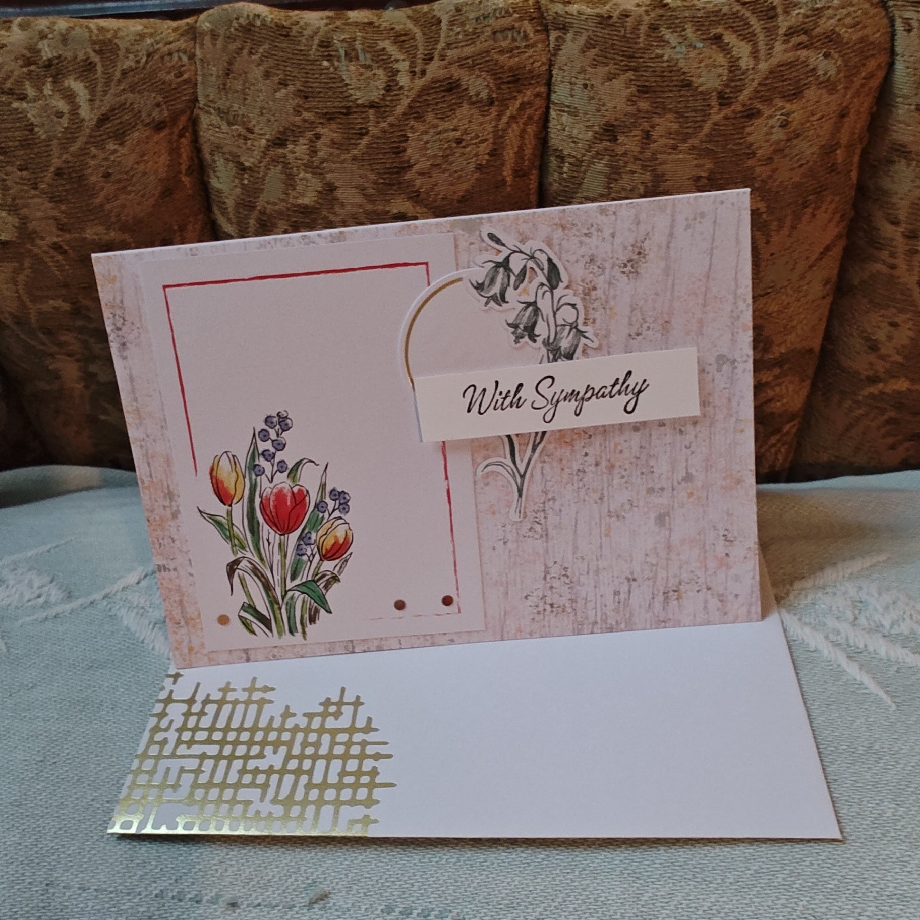 Handmade Greeting Card - Pink and white - Standard